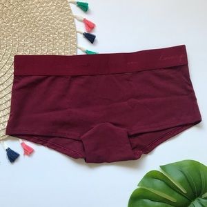 Victoria’s Secret PINK Logo Boyshort Panty Merlot Night Large NEW